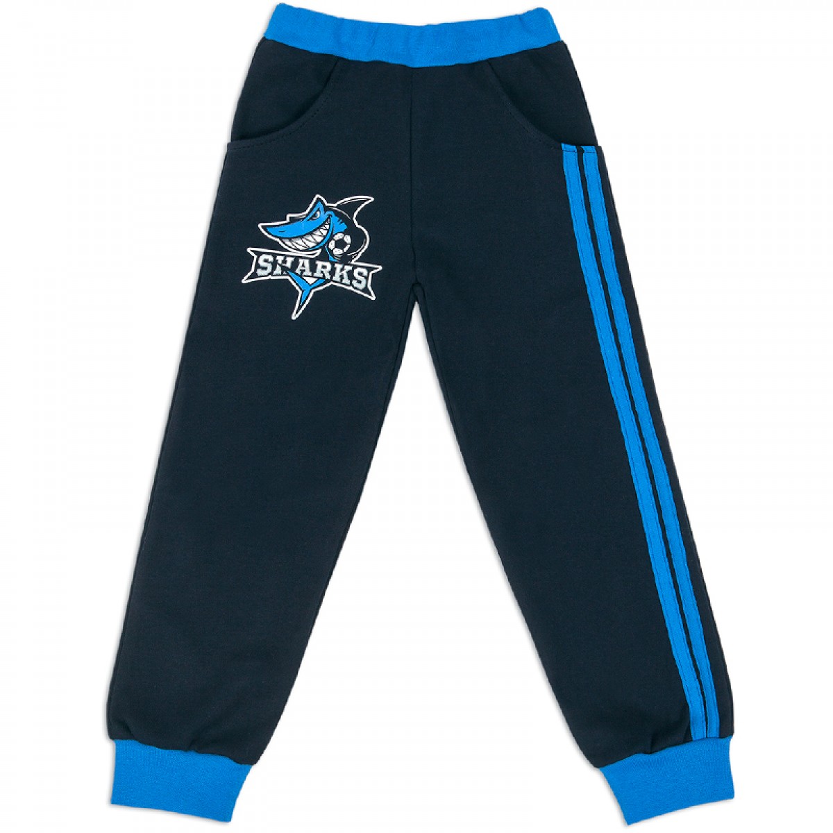Штаны для мальчика с карманами Sharks, T-0110, 100% хлопок, Россия